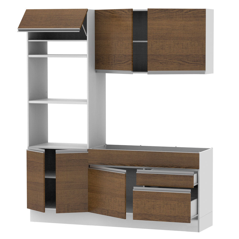 Armário de Cozinha Compacta 6 Portas 2 Gavetas (Sem Tampo e Pia) Branco/Rustic Lívia Madesa