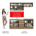 Armário de Cozinha Compacta 200cm Rustic Glamy Madesa 03