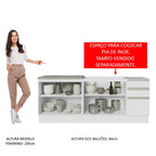 Kit com 2 Balcões de Cozinha Madesa Glamy 4 Portas 3 Gavetas (Sem Tampo e Pia) Branco Branco