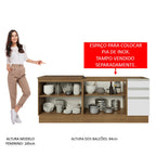 Kit com 2 Balcões de Cozinha Madesa Glamy 4 Portas 3 Gavetas (Sem Tampo e Pia) Rustic/Branco Rustic/Branco