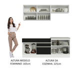 Armário de Cozinha Compacta 200cm Branco/Preto Glamy Madesa 07
