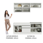 Armário de Cozinha Compacta 200cm Branco/Crema Glamy Madesa 07