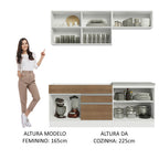 Armário de Cozinha Compacta 200cm Branco/Rustic/Crema Glamy Madesa 07