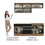 Armário de Cozinha Compacta 200cm Rustic/Preto/Crema Glamy Madesa 07