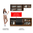 Armário de Cozinha Completa 220cm Rustic/Preto Parma Madesa 02