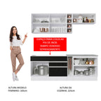 Armário de Cozinha Completa 220cm Branco/Preto Parma Madesa 03