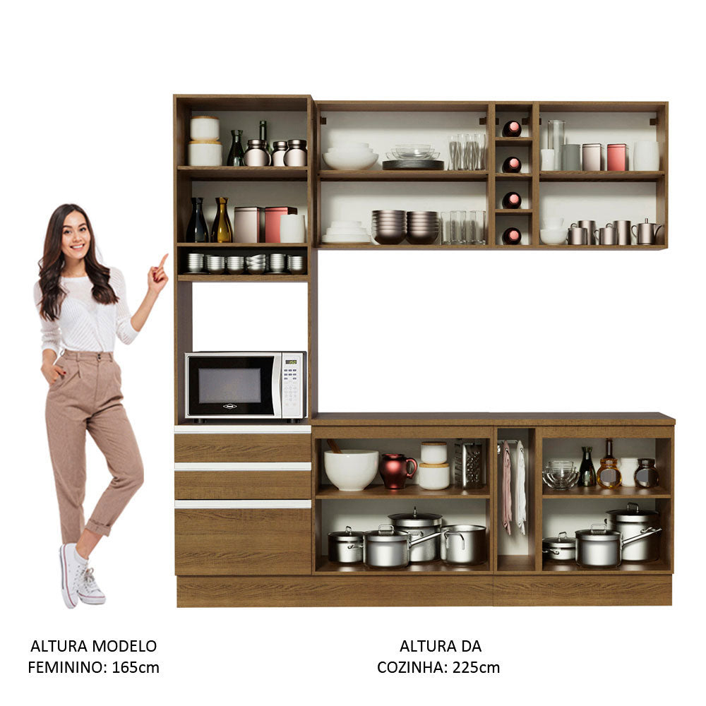 Armário de Cozinha Completa 220cm Rustic Áquila Madesa 04