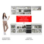 Armário de Cozinha Completa 240cm Branco Preto Glamy Madesa 03