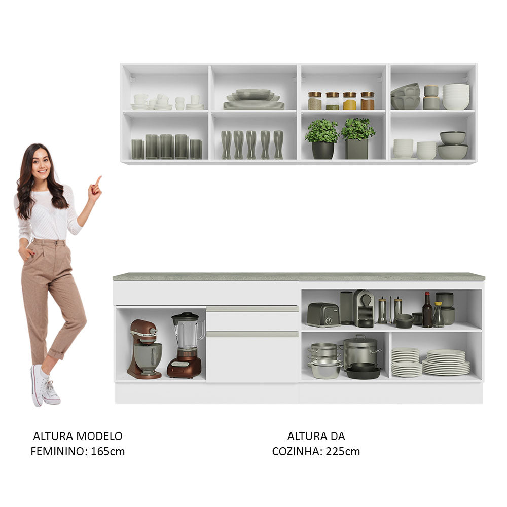 Armário de Cozinha Completa 240cm Branco Glamy Madesa 06