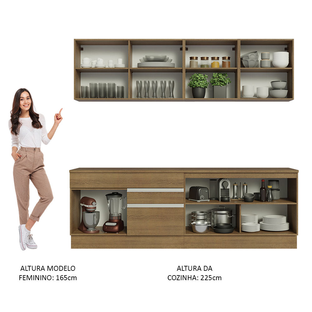 Armário de Cozinha Completa 240cm Rustic Glamy Madesa 06