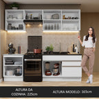 Armário de Cozinha Completa 240cm Branco Glamy Madesa 08