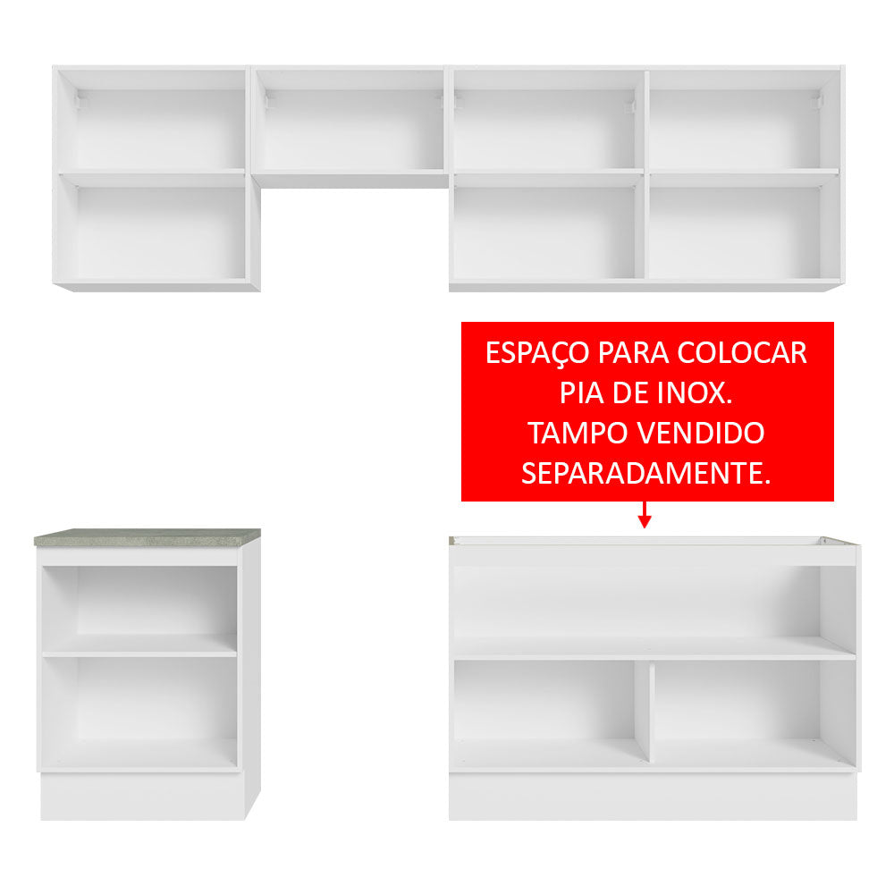 Armário de Cozinha Completa 240cm Branco/Rustic Glamy Madesa 09