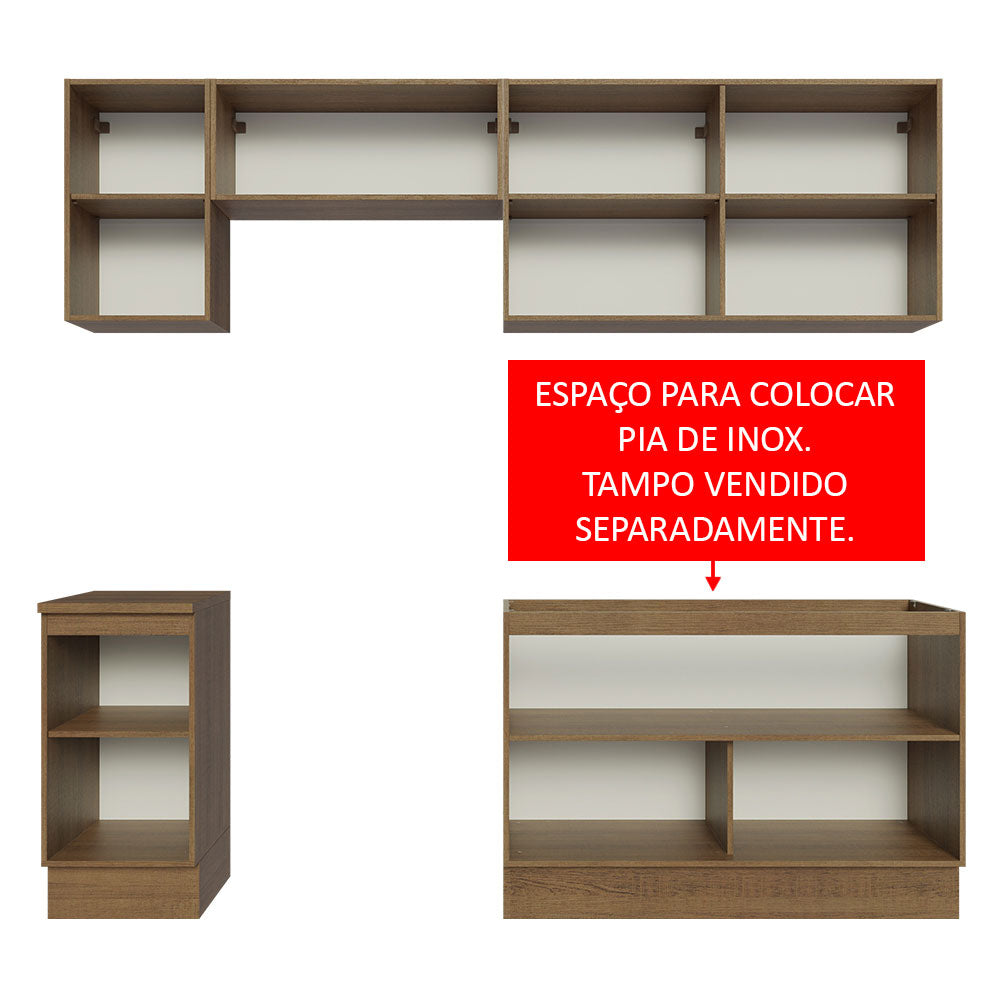 Armário de Cozinha Completa 240cm Rustic Glamy Madesa 10