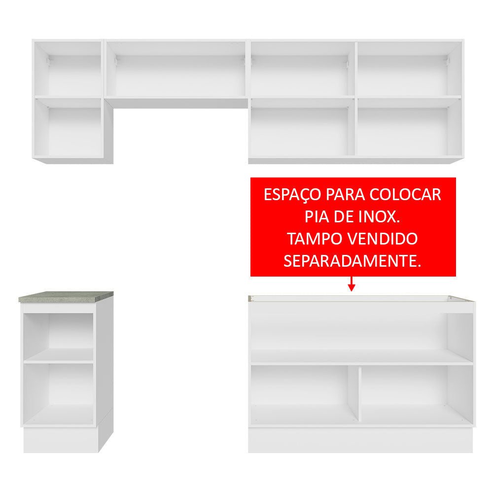 Armário de Cozinha Completa 240cm Branco/Preto Glamy Madesa 10