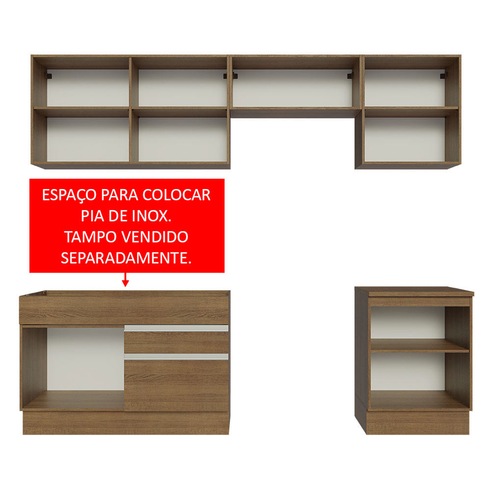 Armário de Cozinha Completa 260cm Rustic Glamy Madesa 05