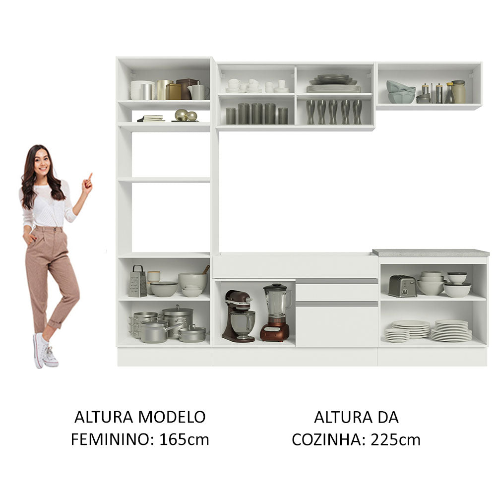 Armário de Cozinha Completa 270cm Branco Glamy Madesa 10