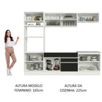 Armário de Cozinha Completa 270cm Branco Preto Glamy Madesa 10