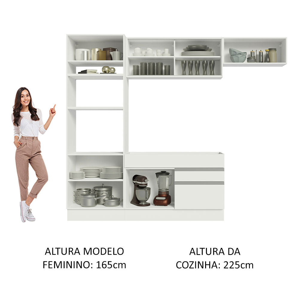 Armário de Cozinha Completa 270cm Branco Glamy Madesa 11