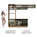 Armário de Cozinha Completa 270cm Rustic Preto Glamy Madesa 11