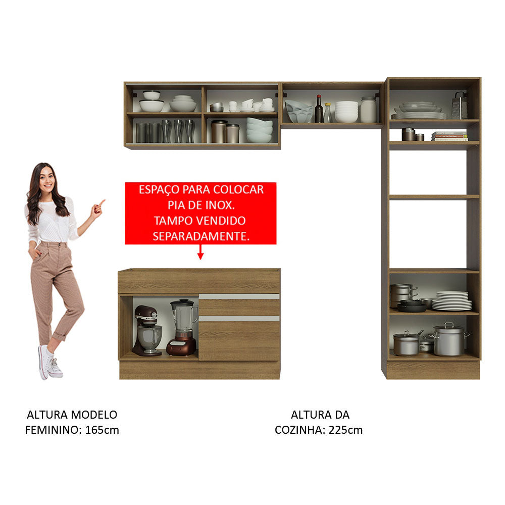 Armário de Cozinha Completa 270cm Rustic Glamy Madesa 12