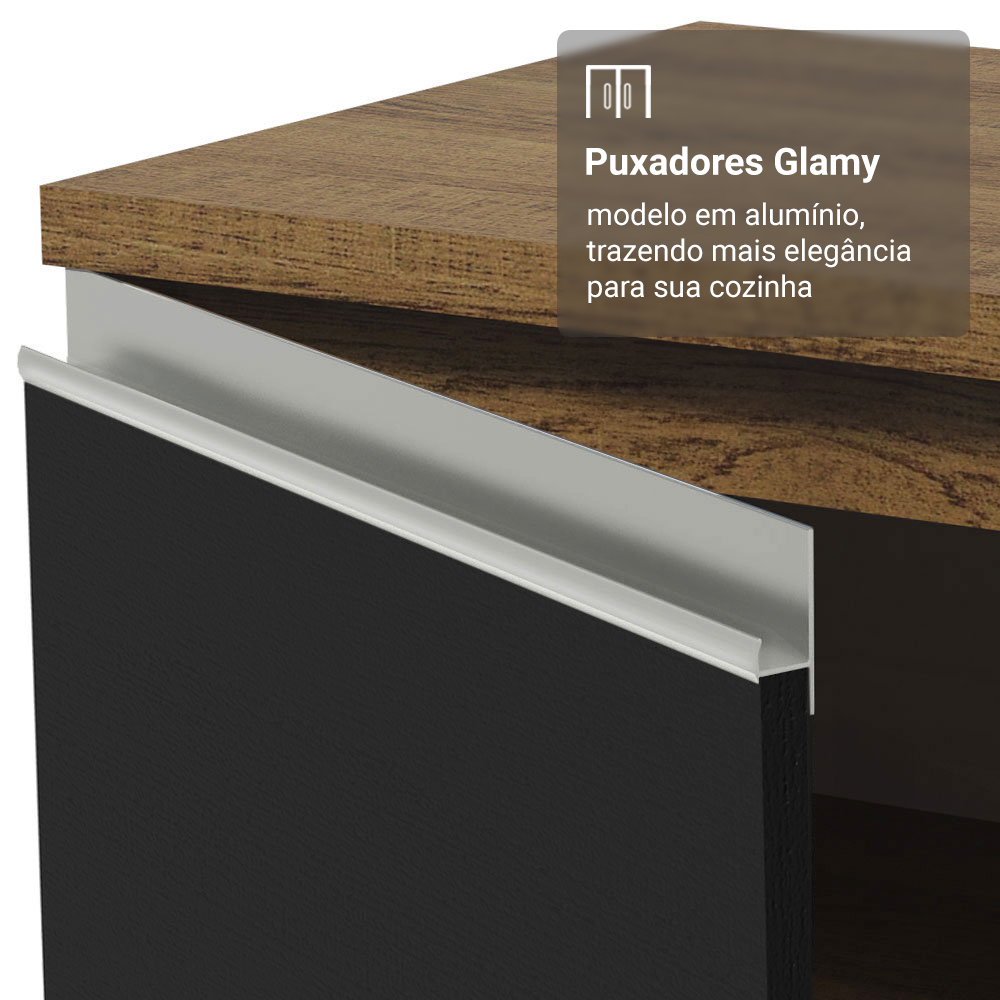 Armário de Cozinha Completa 270 cm Rustic/Preto Glamy Madesa 17