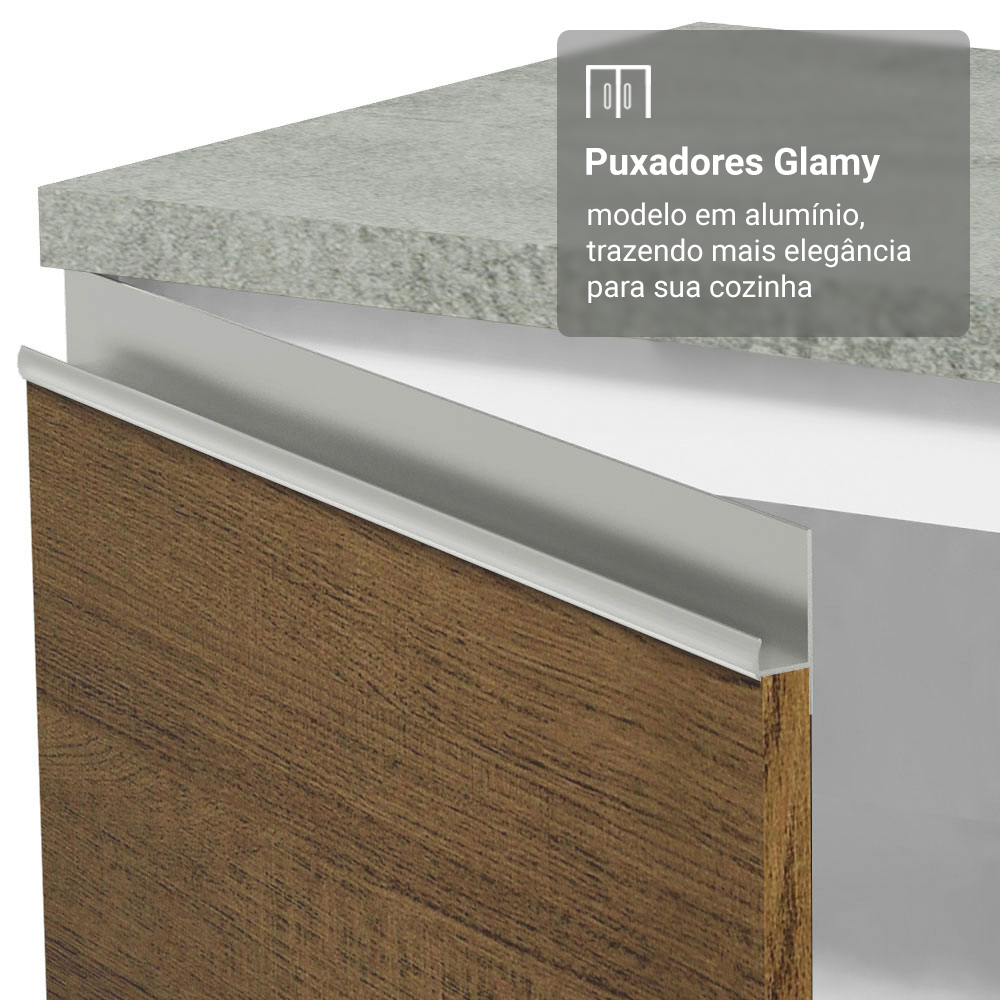 Armário de Cozinha Completa 270 cm Branco/Rustic Glamy Madesa 17
