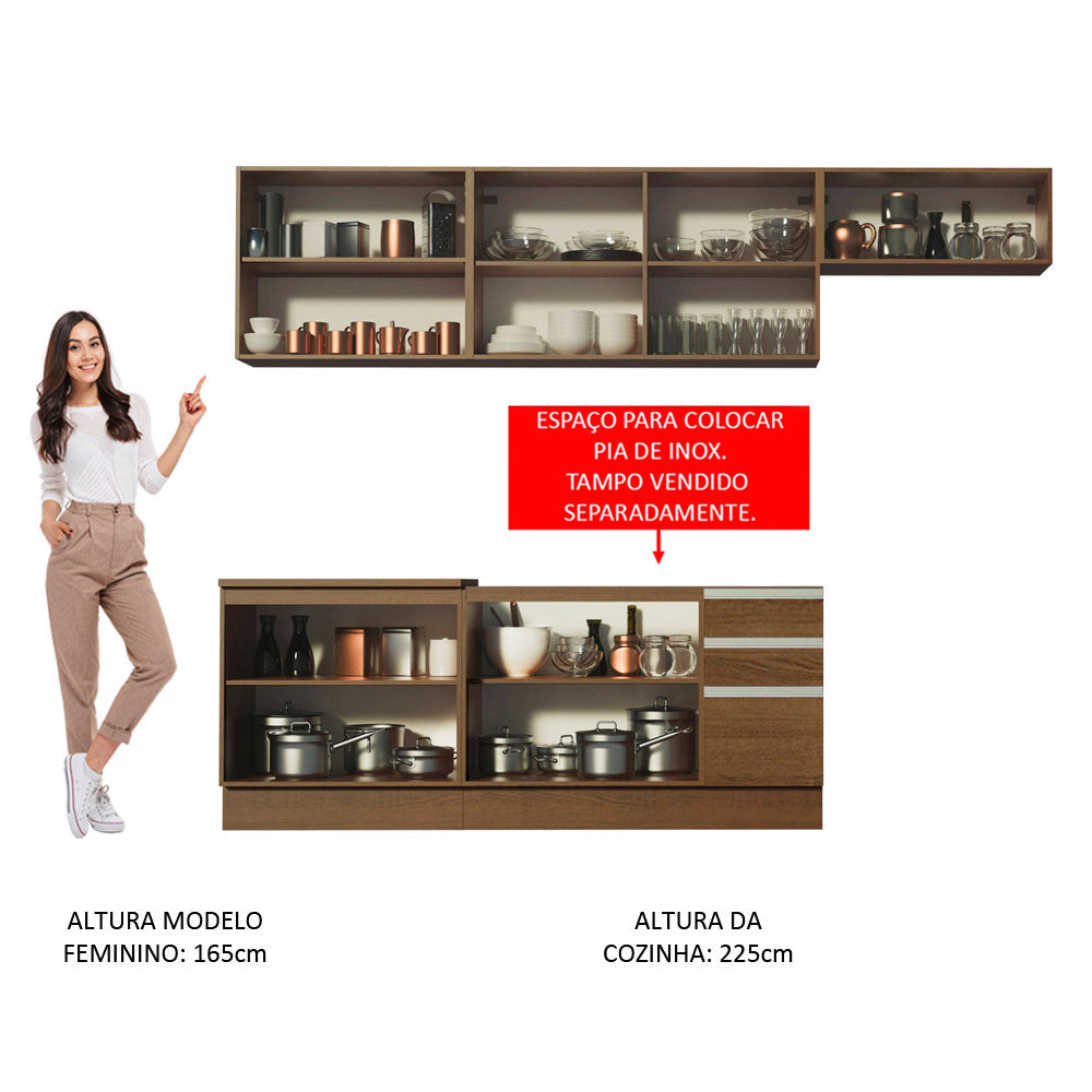 Armário de Cozinha Completa 280cm Rustic Marcela Madesa 03