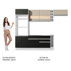 Armário de Cozinha Completa 290cm Branco/Preto/Crema Safira Madesa 13