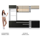 Armário de Cozinha Completa 290cm Branco/Preto/Crema Vicenza Madesa 15