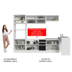 Armário de Cozinha Completa 315cm Branco/Preto Glamy Madesa 01