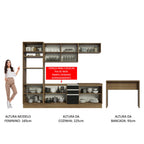 Armário de Cozinha Completa 315cm Rustic/Preto Glamy Madesa 02