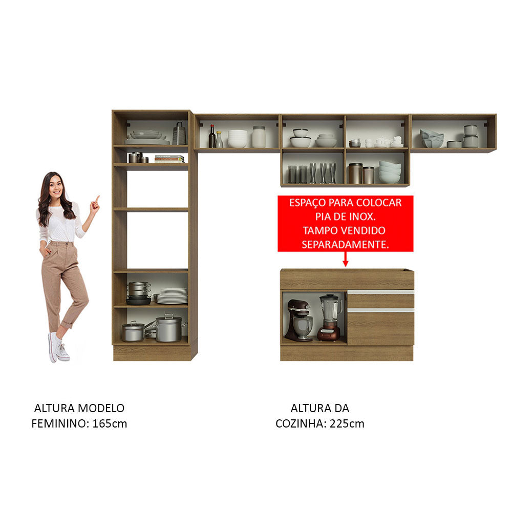 Armário de Cozinha Completa 350cm Rustic Glamy Madesa 01