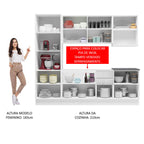 Armário de Cozinha Completa 100% MDF 240cm Frentes Branco Brilho Acordes Madesa 01
