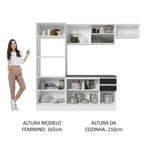 Armário de Cozinha Completa 100% MDF 250cm Branco/Preto Acordes Madesa 04