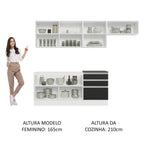 Armário de Cozinha Completa 100% MDF 260cm Branco/Preto Acordes Madesa 03
