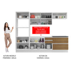 Armário de Cozinha Completa 100% MDF 270cm Branco/Rustic Acordes Madesa 06