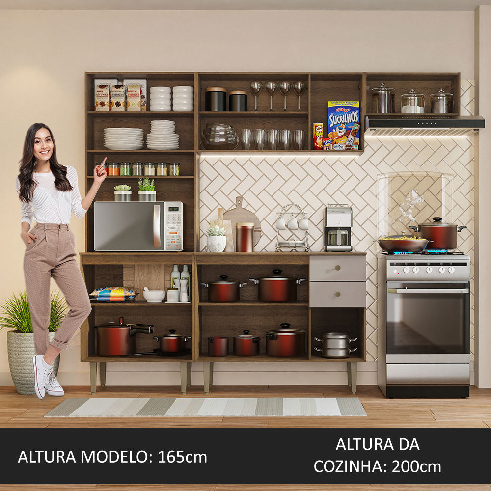Armário de Cozinha Compacta 235cm Rustic/Crema Gourmet Madesa 02