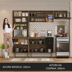 Armário de Cozinha Compacta 235cm Rustic/Preto Gourmet Madesa 02