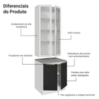 Kit Balcão + Cristaleira 70 x 60 cm Branco/Preto Lux Madesa 01