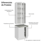 Kit Balcão + Cristaleira 70 x 60 cm Branco Veludo Lux Madesa 01
