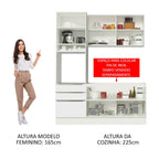 Armário de Cozinha Compacta 180 x 60 cm Branco/Branco Veludo Lux Madesa 01