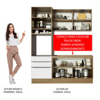 Armário de Cozinha Compacta 180 x 60 cm Rustic/Branco Veludo Lux Madesa 01