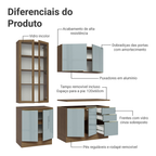 Armário de Cozinha Compacta 190 x 60 cm Rustic/Cinza Lux Madesa 02