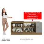 Kit com 2 Balcões de Cozinha Madesa Lux 4 Portas 3 Gavetas (Sem Tampo e Pia) Rustic/Cinza