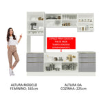 Armário de Cozinha Completa 240 x 60 cm Branco/Cinza Lux Madesa 02