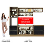 Armário de Cozinha Completa 260cm Rustic/Preto Lux Madesa 01