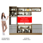 Armário de Cozinha Completa 260cm Rustic/Cinza Lux Madesa 01