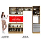Armário de Cozinha Completa 260 x 60 cm Rustic/Cinza Lux Madesa 05