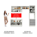 Armário de Cozinha Completa 260 x 60 cm Branco/Cinza Lux Madesa 05
