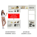Armário de Cozinha Completa 270 x 60 cm Branco Branco Veludo Lux Madesa 01